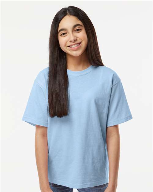 M&O 4850, Youth Gold Soft Touch T-shirt, Light Blue