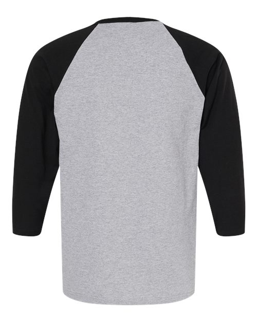 M&O 5540, Raglan Three-quarter Sleeve Baseball T-shirt, Sport Grey/ Black