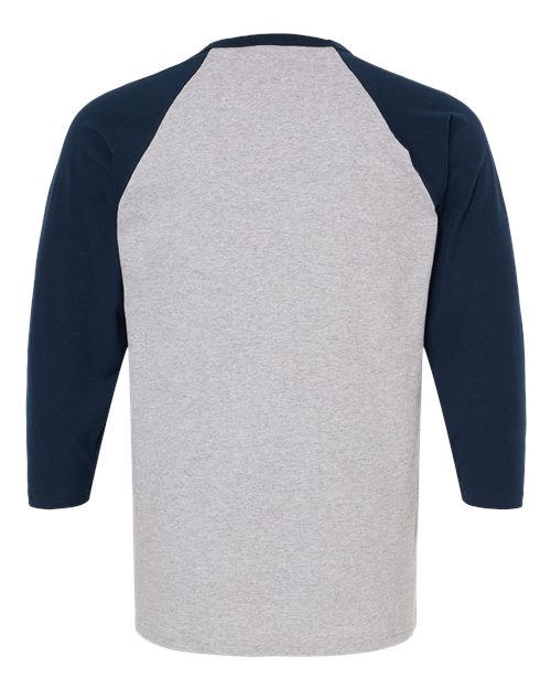 M&O 5540, Raglan Three-quarter Sleeve Baseball T-shirt, Sport Grey/ Navy