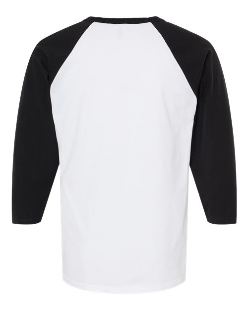 M&O 5540, Raglan Three-quarter Sleeve Baseball T-shirt, White/ Black