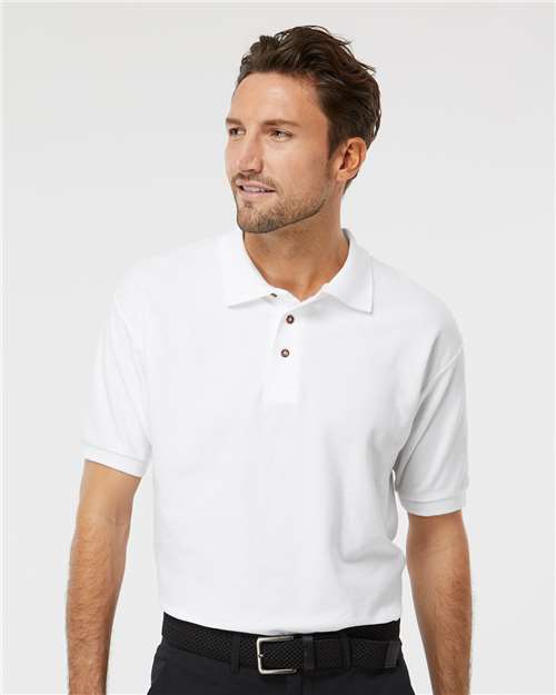 M&O 7002, Ring-spun Piqué Polo, White