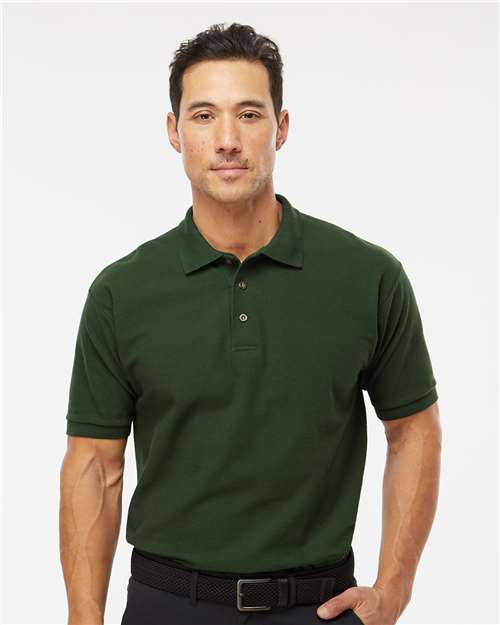 Ring-Spun Piqué Polo - - 9486 New Forest Green 02742 11-11.9 oz 7002 Adult Back to School 2025 CA Cotton Cotton - 100% Cotton - Ringspun Heavy (Over 6 oz) M&O Mens & Unisex Office Apparel and Workwear Polos Polos & Knits Preshrunk S&S Exclusive Brands Self Collar Short Sleeves Sport Shirts Tops Tubular