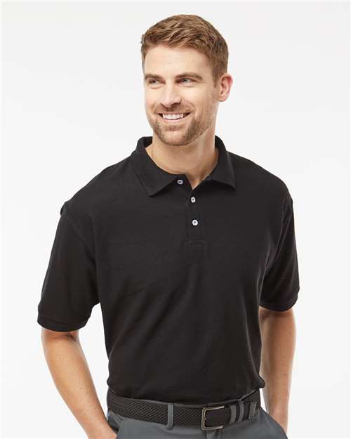 Soft Touch Polo - - 9539 Fine Black 03142 11-11.9 oz 7006 Adult Blends Cotton Cotton/Poly (50/50) M&O Mens & Unisex No Visible Logos Office Apparel and Workwear Pique Plackets Polos Polos & Knits S&S Exclusive Brands Short Sleeves Sport Shirts Tops Tubular