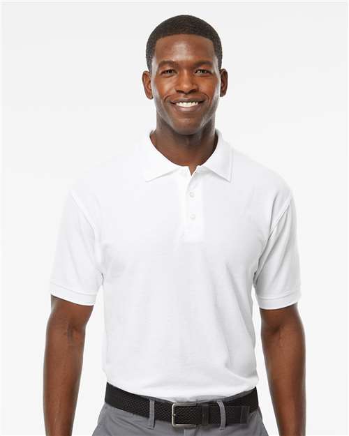 Soft Touch Polo - - 9539 Fine White 03142 11-11.9 oz 7006 Adult Blends Cotton Cotton/Poly (50/50) M&O Mens & Unisex No Visible Logos Office Apparel and Workwear Pique Plackets Polos Polos & Knits S&S Exclusive Brands Short Sleeves Sport Shirts Tops Tubular