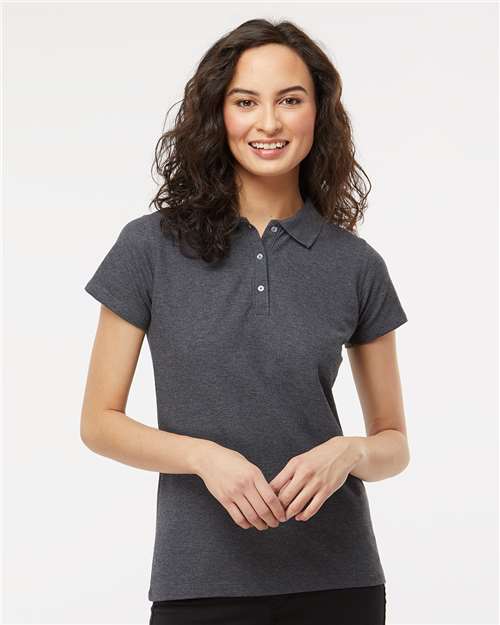 Women's Soft Touch Polo - - 9542 Dark Heather 03242 11-11.9 oz 7007 Adult Cotton Cotton/Poly (50/50) Heavy (Over 6 oz) M&O No Visible Logos Pique Polos Polos & Knits S&S Exclusive Brands Self Collar Short Sleeves Side Seams Sport Shirts Tops Womens