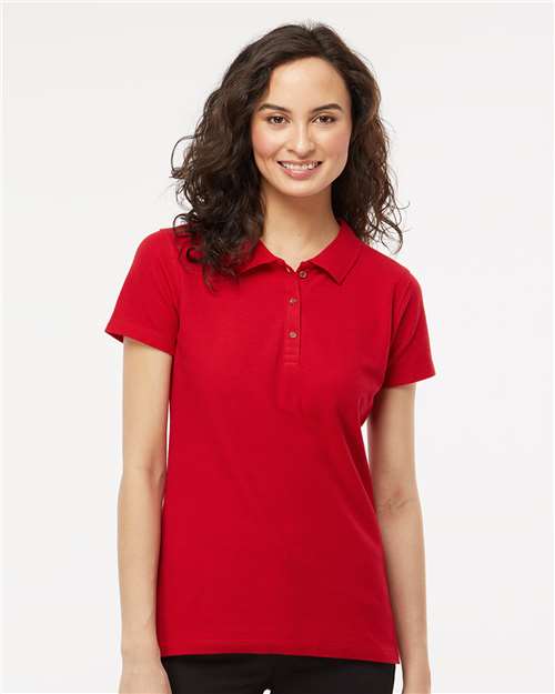Women's Ringspun Pique Polo - - 9547 Bright Red 03342 11-11.9 oz 7600 Adult Cotton Cotton - 100% Cotton - Ringspun Heavy (Over 6 oz) M&O No Visible Logos Polos Polos & Knits Preshrunk S&S Exclusive Brands Short Sleeves Side Seams Sport Shirts Tops Welt Collar Womens