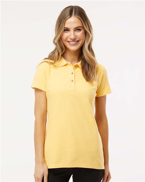 Women's Ringspun Pique Polo - - 9547 Pale Yellow XL 03342 11-11.9 oz 7600 Adult Cotton Cotton - 100% Cotton - Ringspun Heavy (Over 6 oz) M&O No Visible Logos Polos Polos & Knits Preshrunk S&S Exclusive Brands Short Sleeves Side Seams Sport Shirts Tops Welt Collar Womens