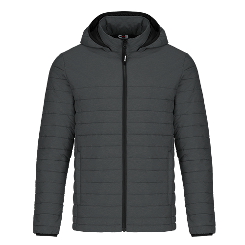 L00930 - Yukon - Men's Puffy Jacket w/ Detachable Hood Black Charcoal Heather 930 adult mens Muskoka Trail yukon