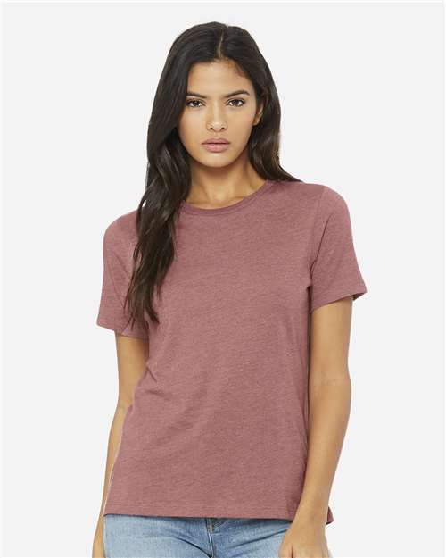 BELLA + CANVAS 6400CVC, Women’s Relaxed Fit Heather Cvc Tee, Heather Mauve
