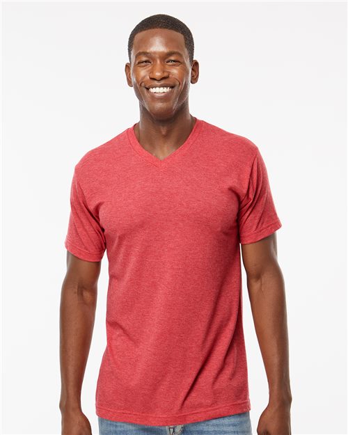Deluxe Blend V-Neck T-Shirt - - 9428 01042 3543 6-6.9 oz Adult Back to School 2025 CA Cotton - Ringspun Fall Style Guide 2024 CA Festival Season M&O Mens & Unisex No Visible Logos Polyester - Over 50% Regular (5-6 oz) Short Sleeves Side Seams T-Shirts T-Shirts - Premium Tops V-Neck