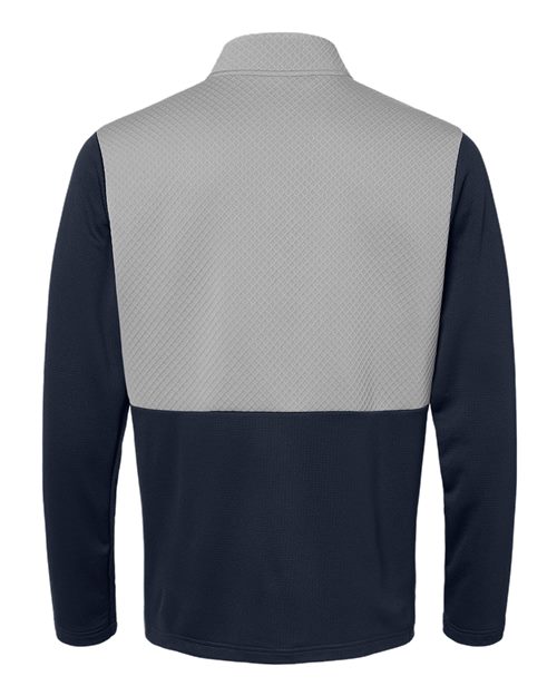 Adidas A532, Men's Textured Mixed Media Quarter-zip Pullover, Collegiate Navy/ Grey Three