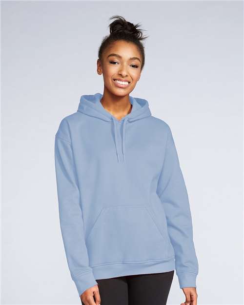 Gildan SF500 Unisex Softstyle® Midweight Hooded Sweatshirt Stone Blue Cotton Cotton-Poly Blend Fleece Hooded Insulated Jersey Midweight Moisture-Wicking Outerwear Pocket Polyester Regular Fit Spandex Sport / Athletic Super Heavyweight Sweatshirts & Fleece Tear-Away Label Tops Womens Womens Tops