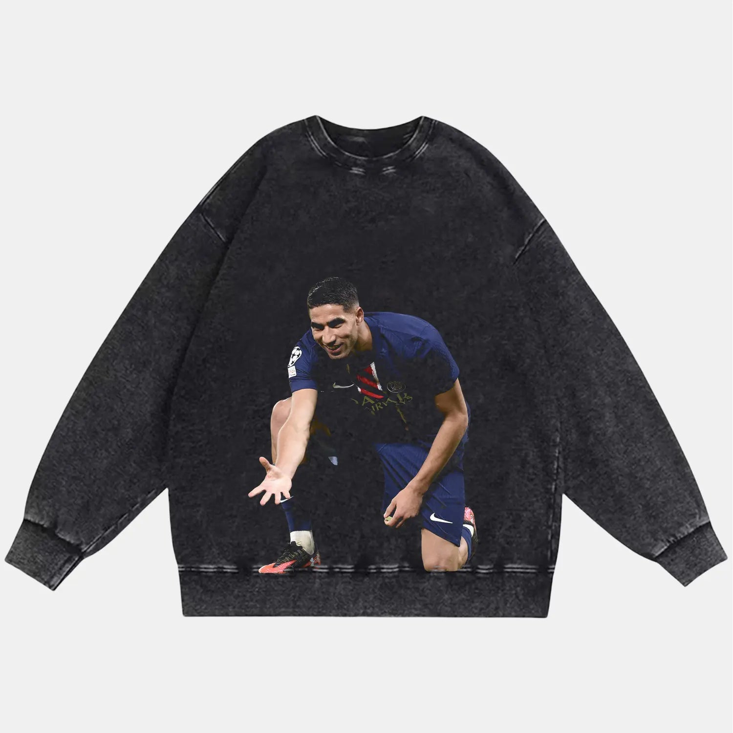 ACHRAF HAKIMI VINTAGE CLOTHES - Toronto Embroidery PEPPER SWEATSHIRT bulk orders custom decoration custom embroidery durable embroidery service fast turnaround long lasting premium quality professional embroidery professional grade soccer sport toronto embroidery trvibe apparel