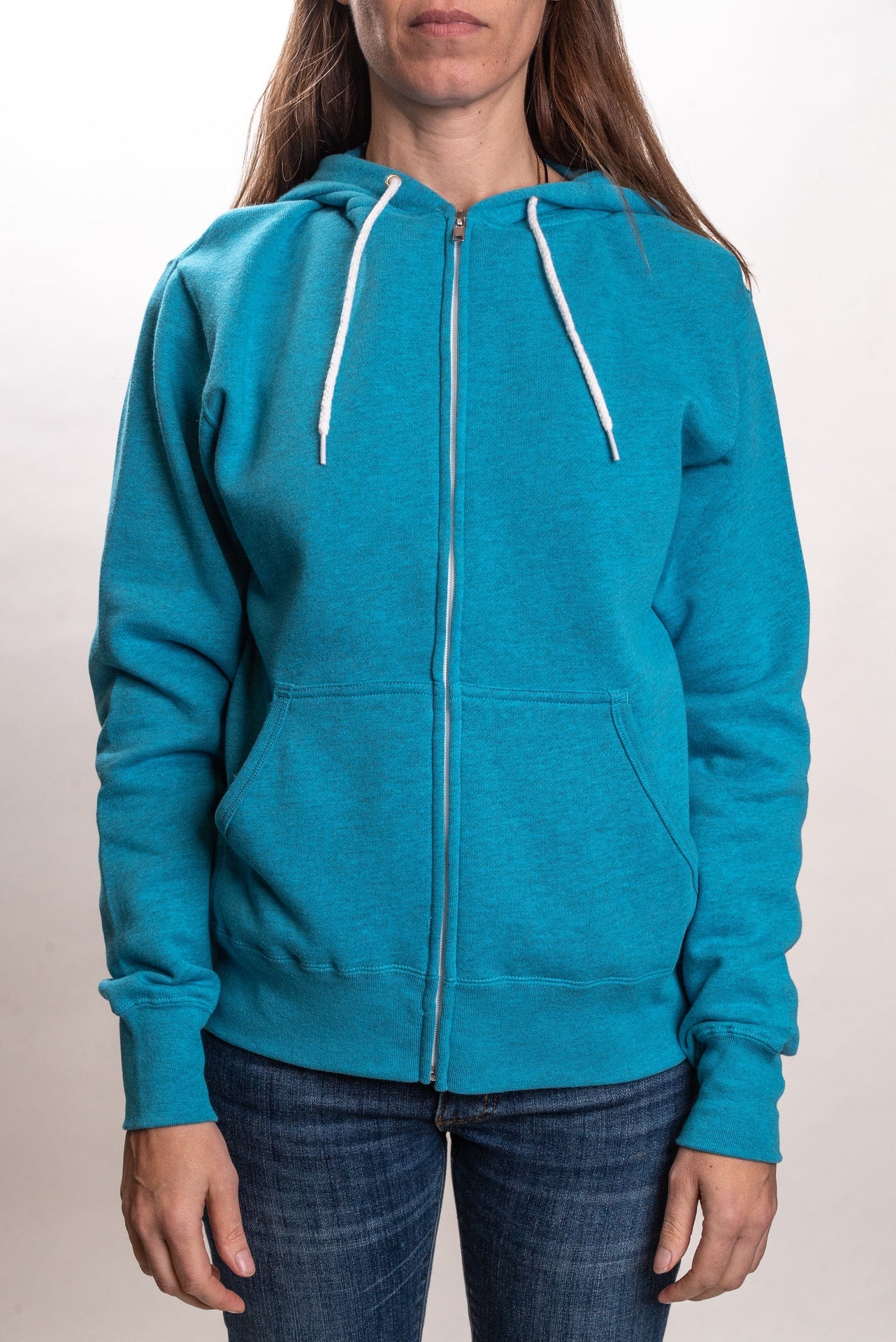 AFX90UNZ - Unisex Zip Hooded Sweatshirt Turquoise Heather CLOSEOUT COTTON / POLYESTER FITTED fleece INDEPENDENT Lightweight REGULAR tearaway UNISEX ZIPS