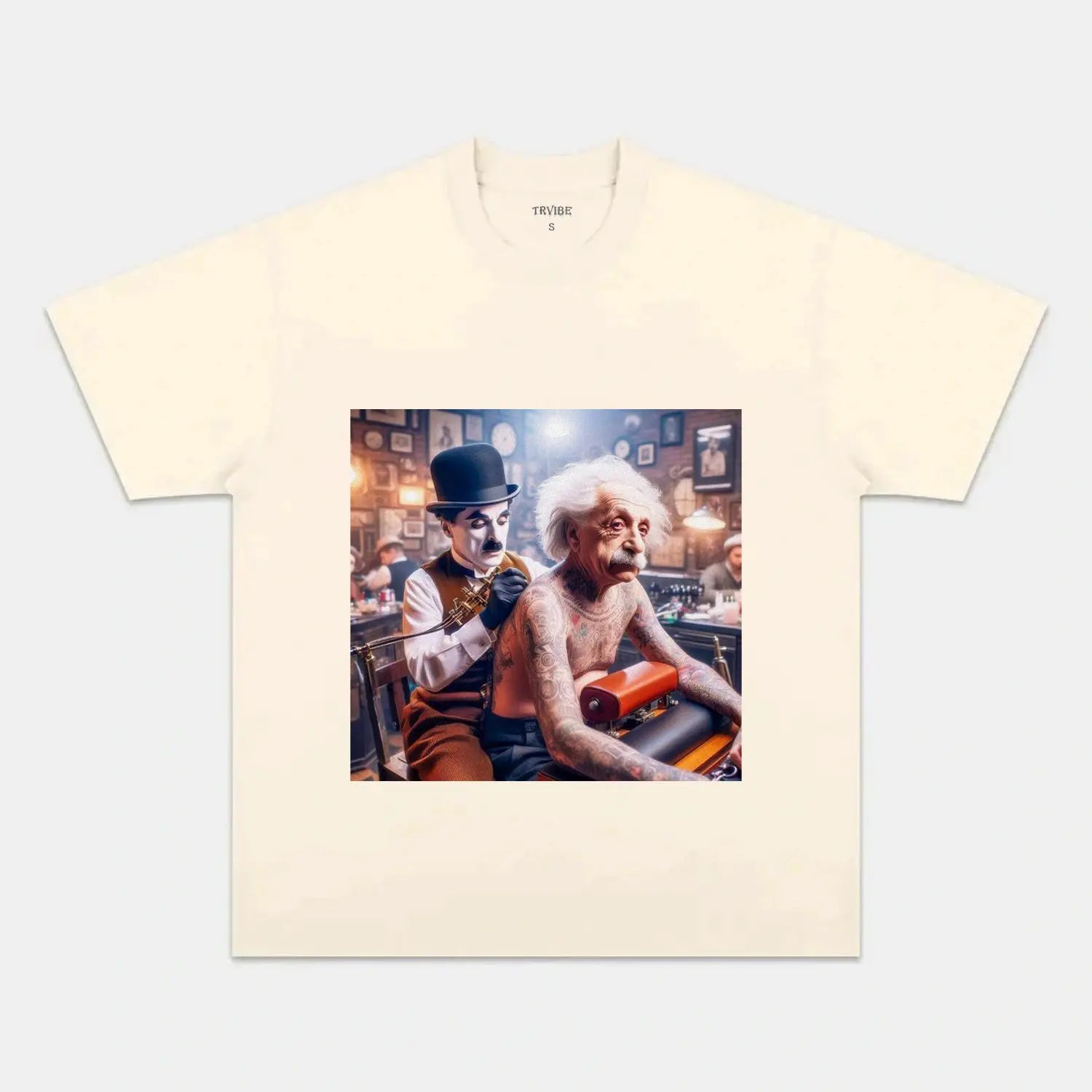 Premium ALBERT EINSTEIN & CHARLIE CHAPLIN T-THIRT | Custom Embroidery Available - Fast Turnaround FUNNY HUMOR