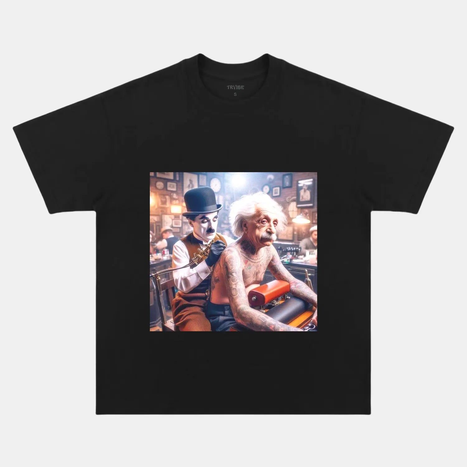 Premium ALBERT EINSTEIN & CHARLIE CHAPLIN T-THIRT | Custom Embroidery Available - Fast Turnaround FUNNY HUMOR