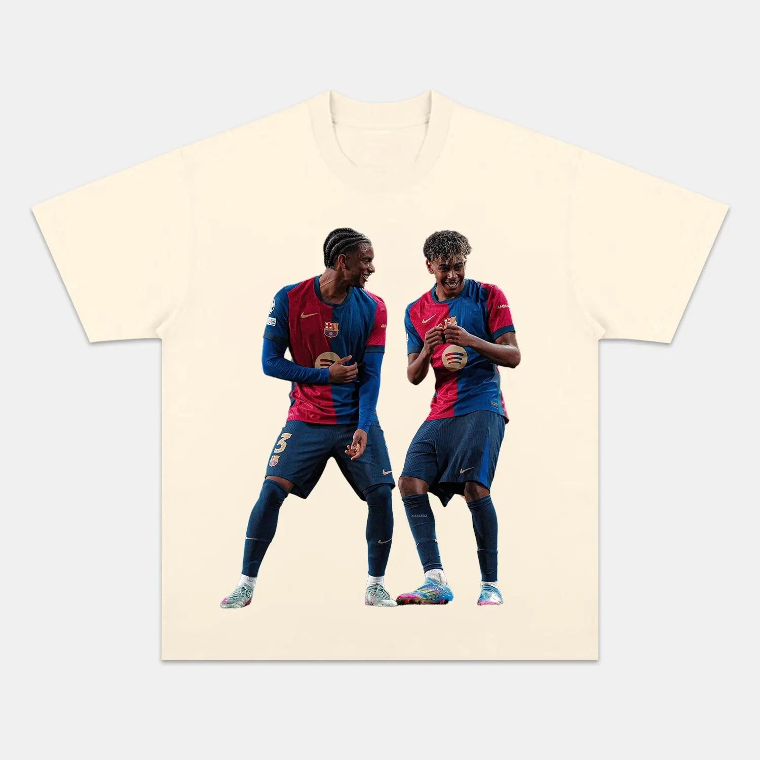 Premium ALEJANDRO BALDE & LAMINE YAMAL TEE | Custom Embroidery Available - Fast Turnaround IVORY TEE SOCCER SPORT