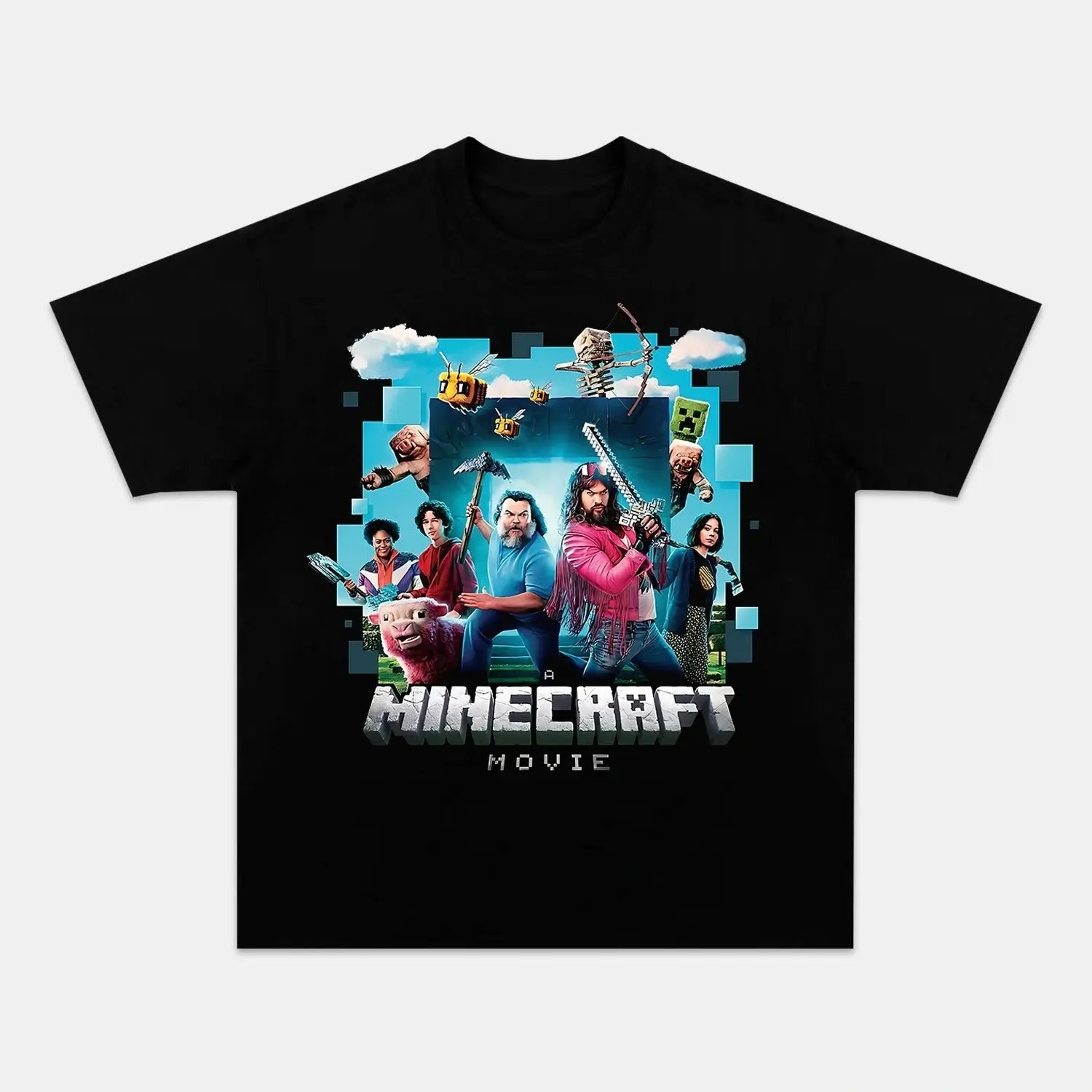 A MINECRAFT MOVIE V5 TEE BLACK GAMES