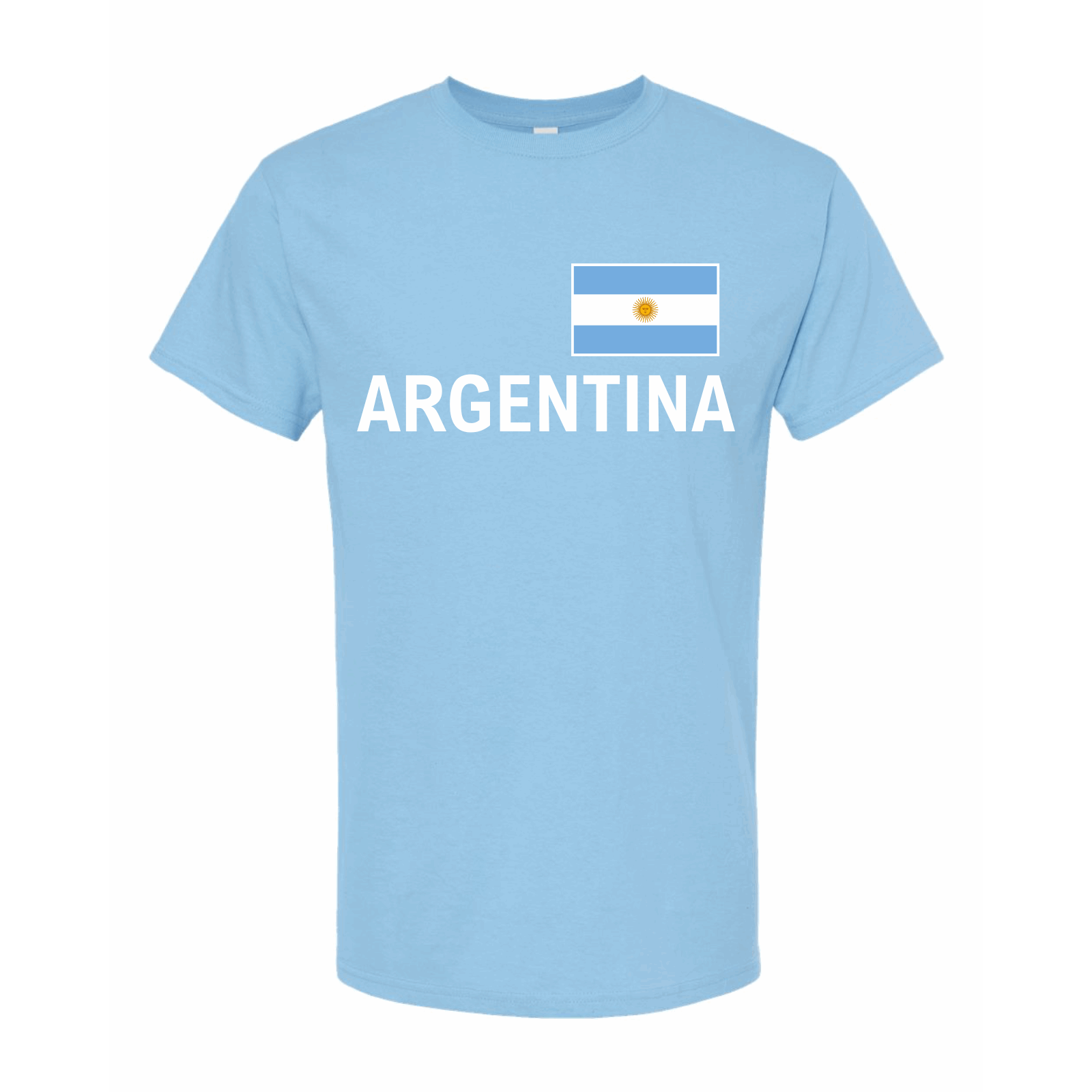 Argentina World Football Fan Tee – Light Blue 4XL Argentina national flag shirt Argentina soccer shirt Argentina supporters tee football fan apparel light blue Argentina t-shirt World Cup T-Shirts World football fan gear