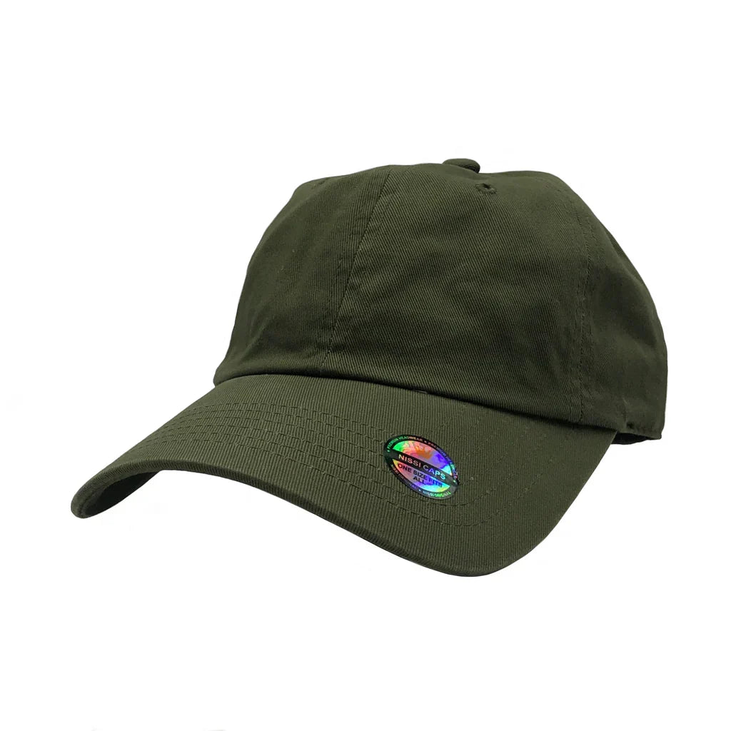 NISSI CAPS GN-1004, - Washed Cotton Dad Cap, Army Green