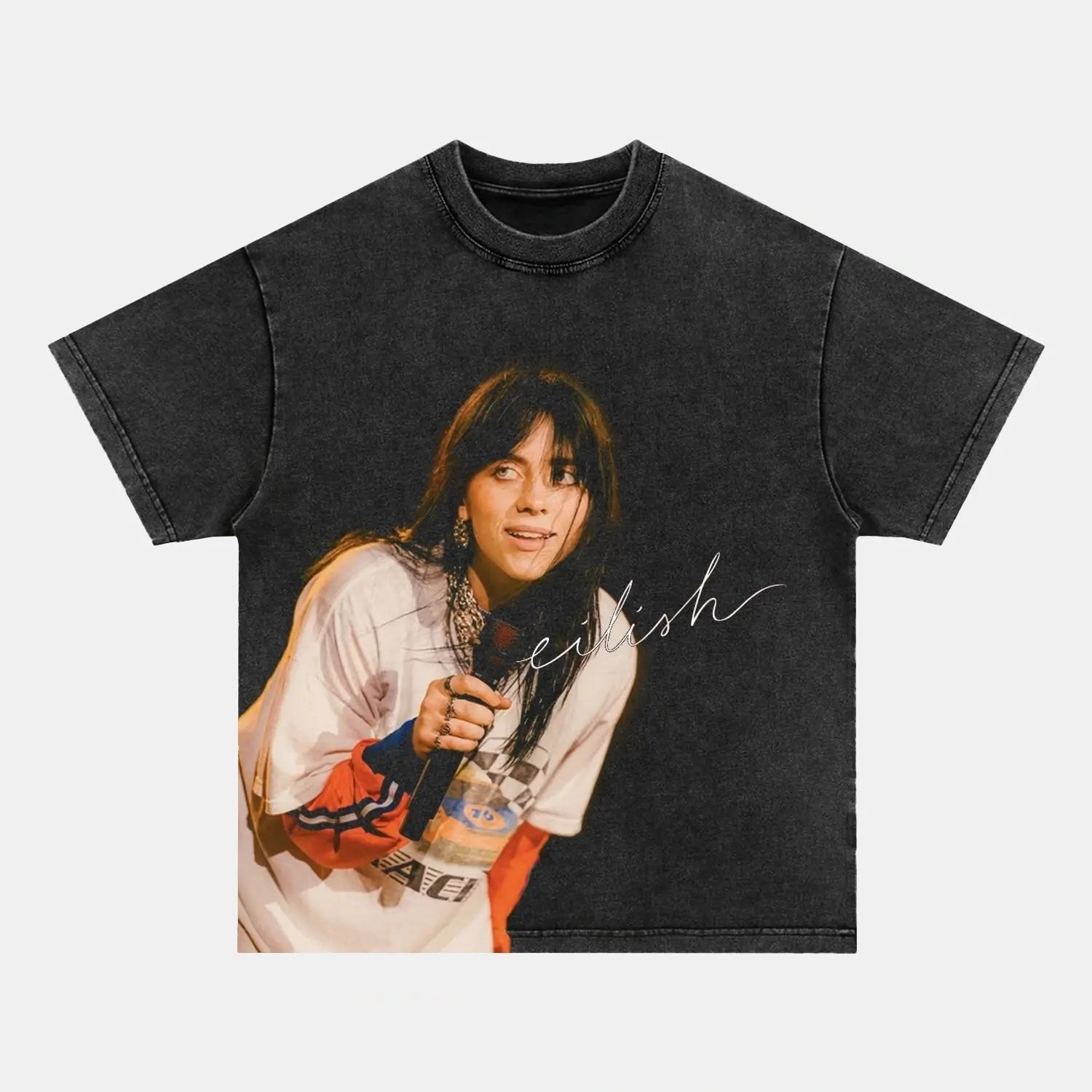 Billie Eilish: Music Icon Tee V4 - Toronto Embroidery PEPPER TEE billieeilish bulk orders custom decoration custom embroidery custom shirts custom t-shirts durable embroidered shirts embroidery service fast turnaround long lasting music pop premium quality professional embroidery professional grade tee shirts toronto embroidery