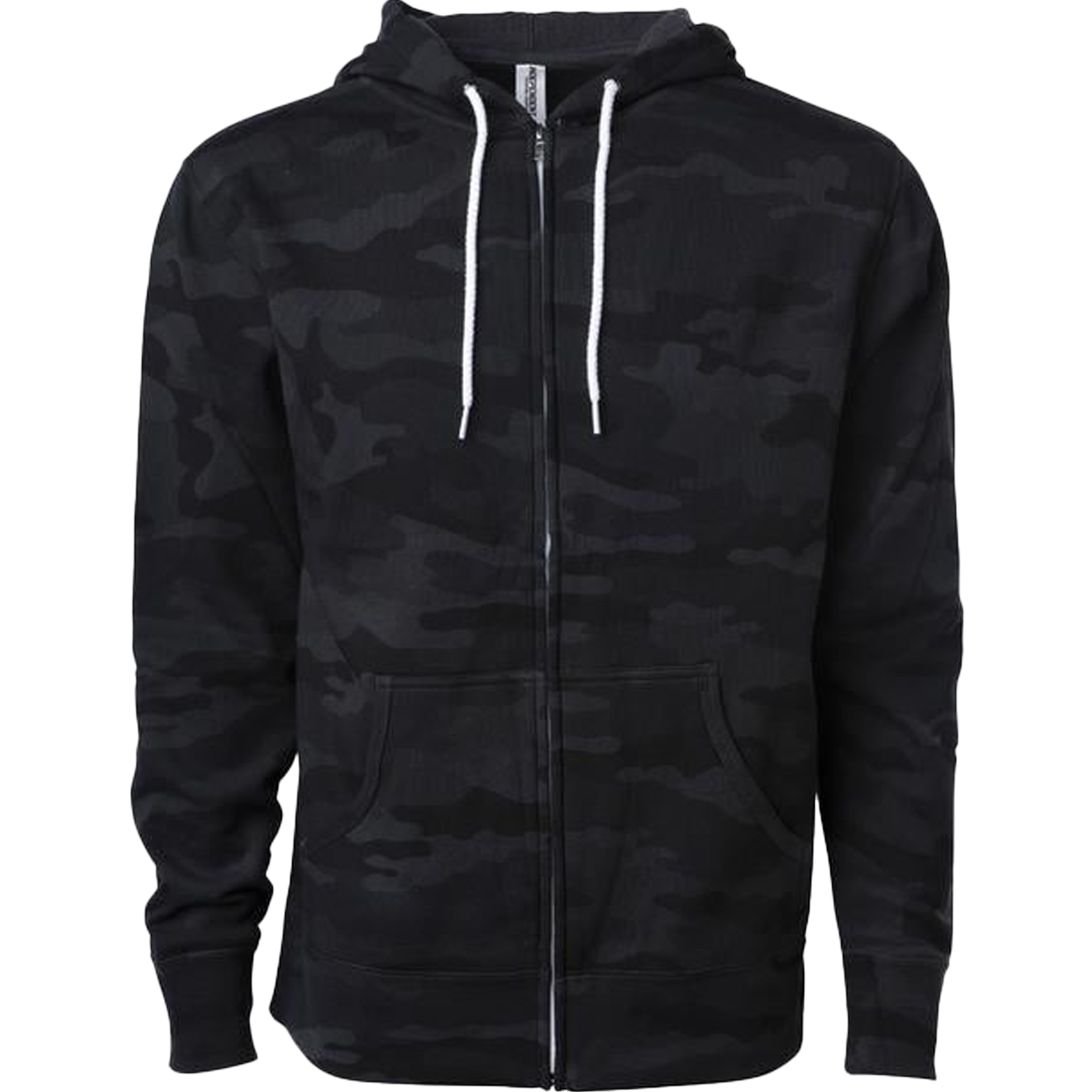AFX90UNZ - Unisex Zip Hooded Sweatshirts Black Camo COTTON / POLYESTER FITTED fleece INDEPENDENT Lightweight REGULAR shsdparentproduct tearaway UNISEX