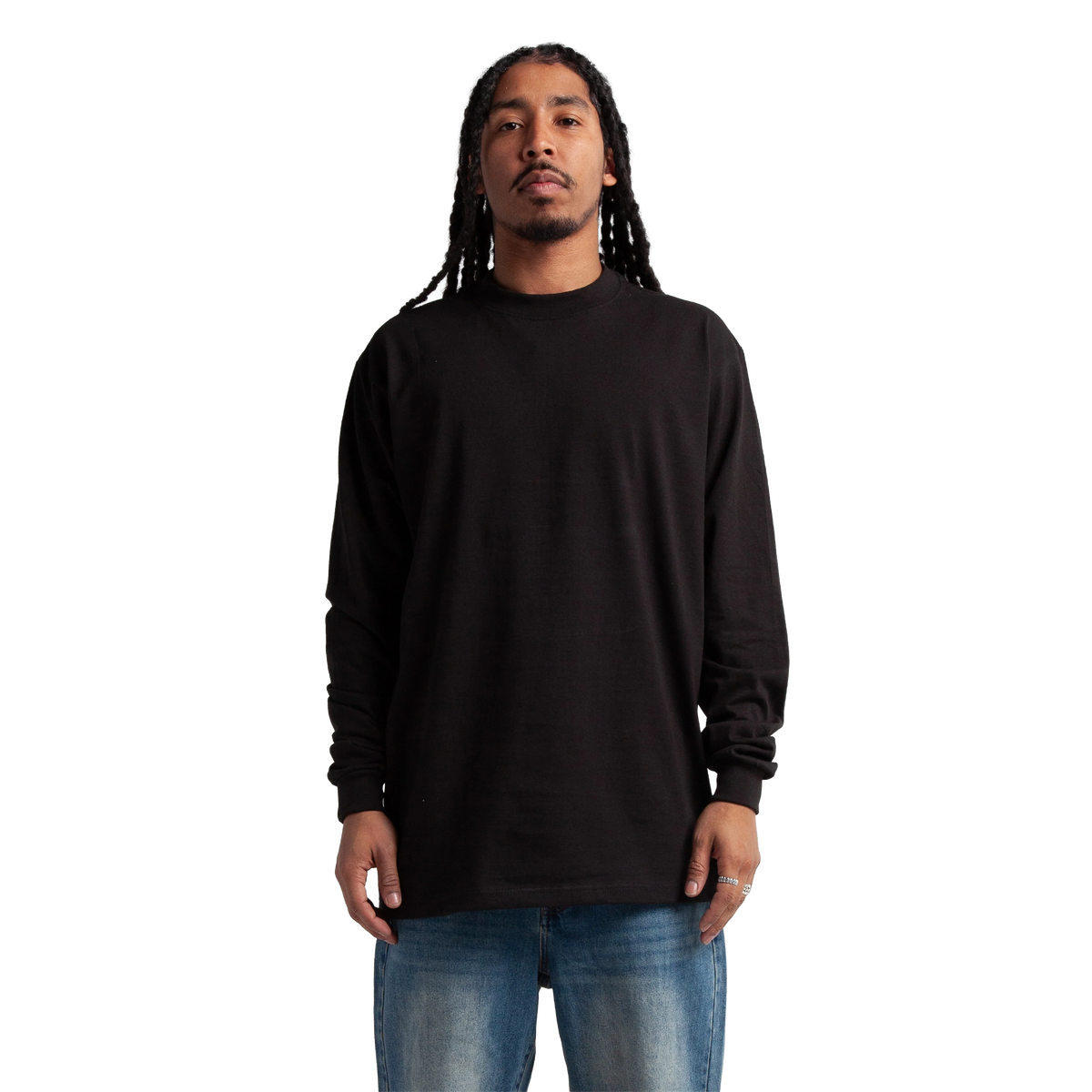 SHAKA WEAR Max Heavyweight Long Sleeve, - 7.5 Oz, Black