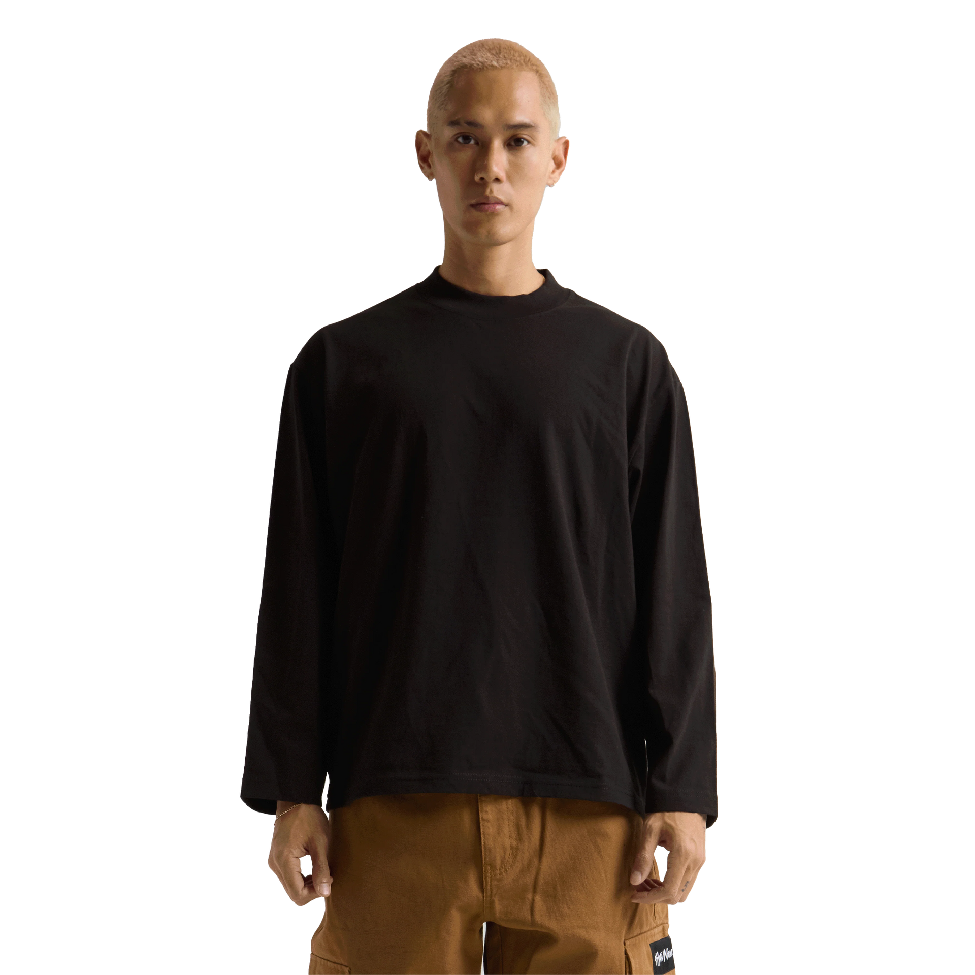 Oversized Long Sleeve Black COTTON Crop Heavyweight LONGSLEEVES MEN NEW ARRIVALS newarrivals OVERSIZED Shaka Wear