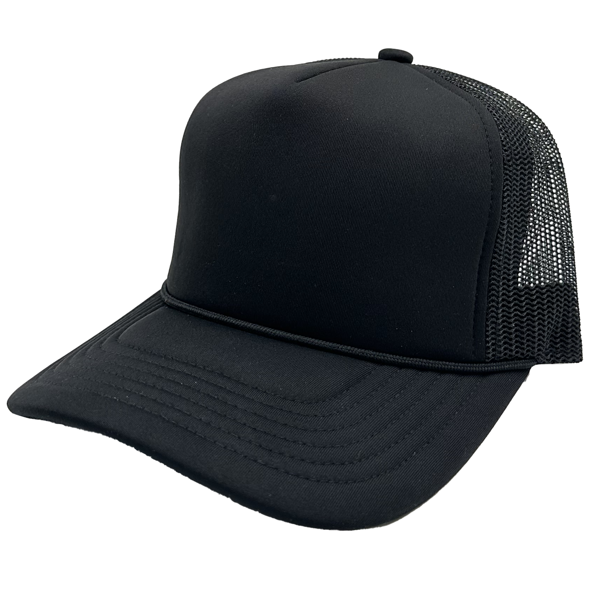 GNV-1222FT - Foam Trucker Cap Black One Size 5 PANELS COTTON / POLYESTER CURVE FOAM GNV-1222FT HIGH PROFILE MESH nissi caps SNAPBACK UNISEX