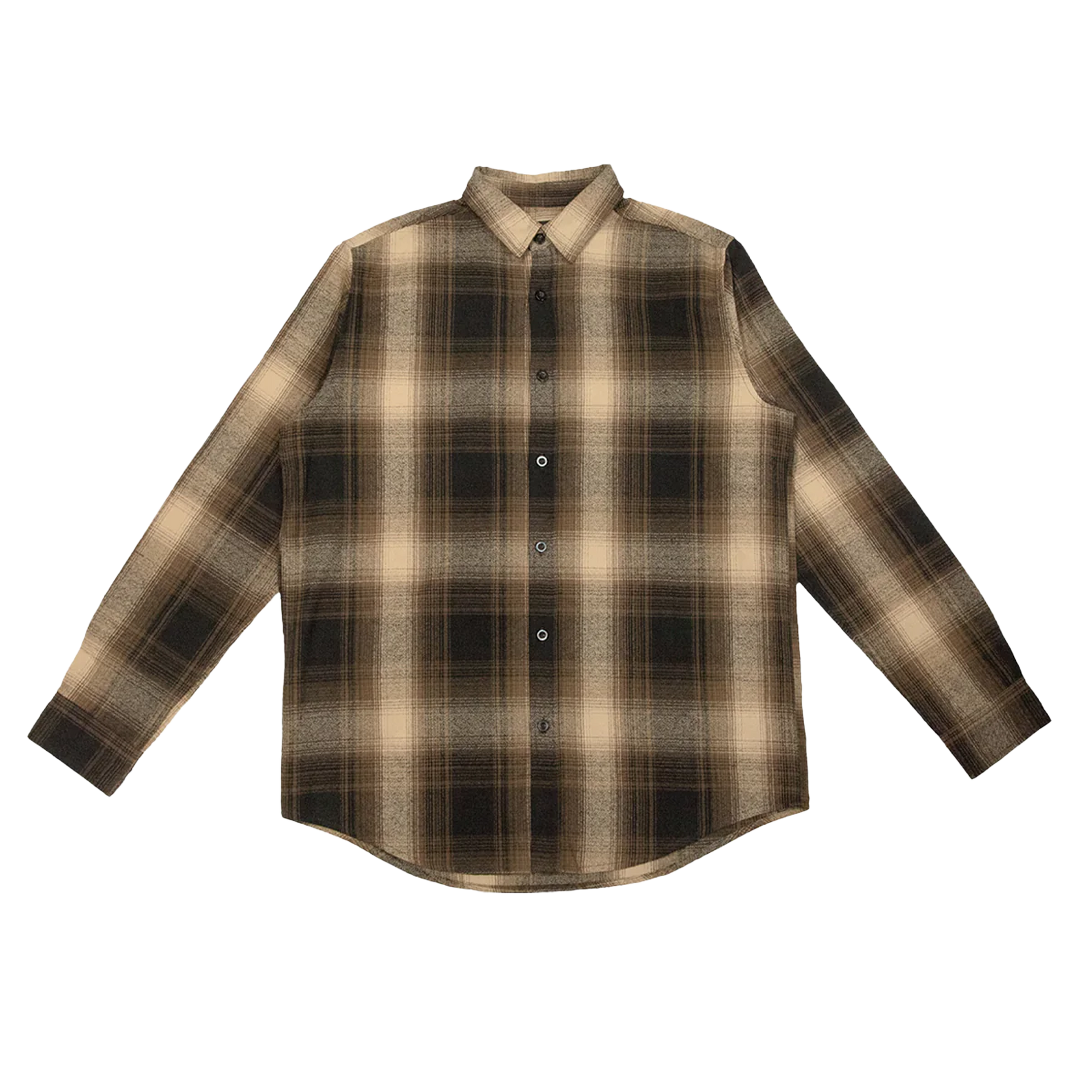 Plaid Flannel Overshirt Brown Black COTTON / POLYESTER MEN MIDWEIGHT Shaka Wear SLIGHT OVERSIZED