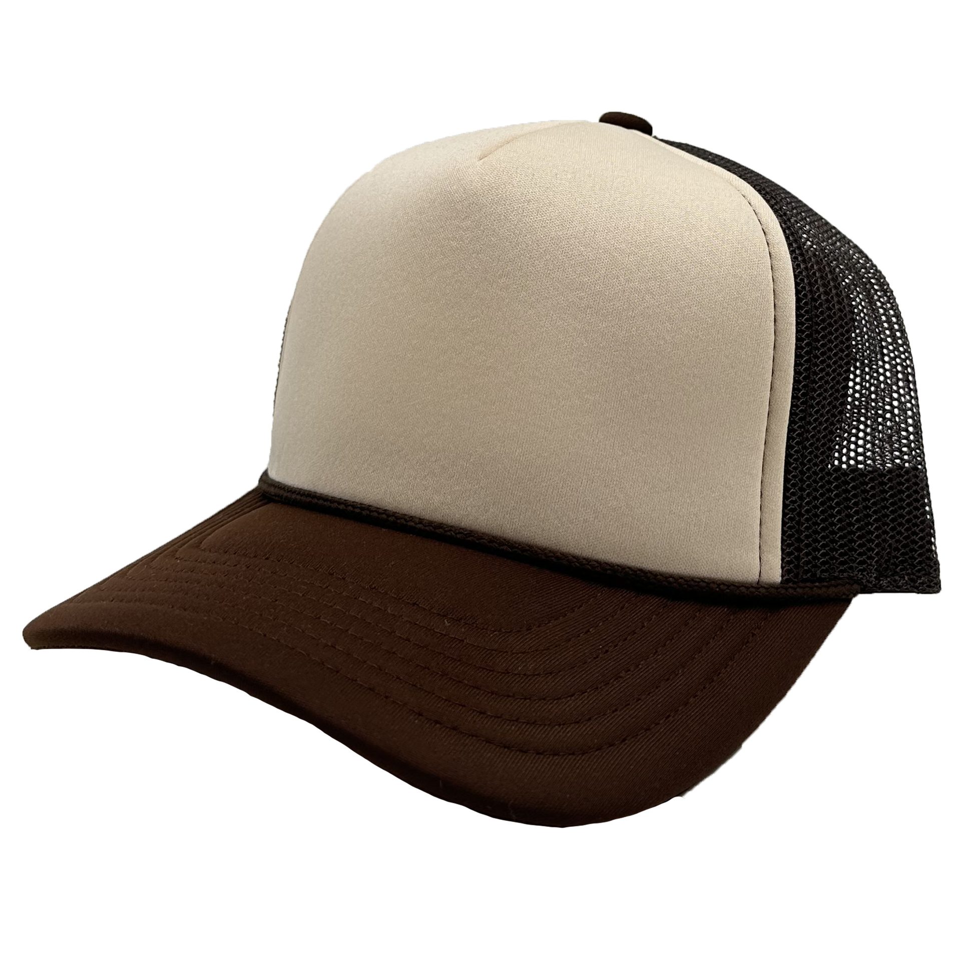 GNV-1222FT - Foam Trucker Cap Brown Tan One Size 5 PANELS COTTON / POLYESTER CURVE FOAM GNV-1222FT HIGH PROFILE MESH nissi caps SNAPBACK UNISEX