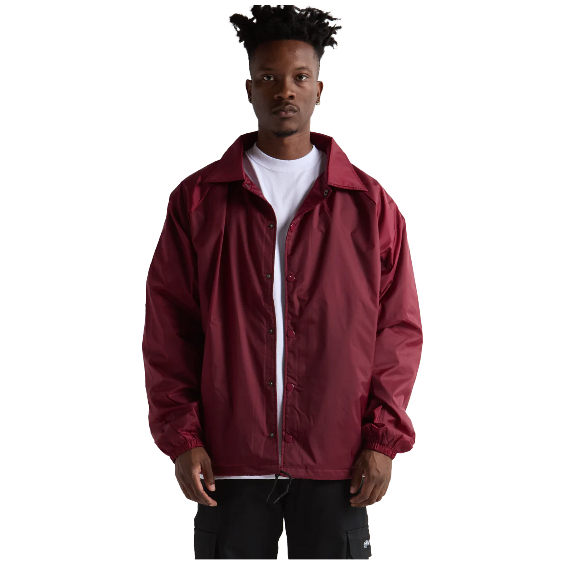 Coach Jacket Burgundy BOXY MEN NYLON OUTERWEAR POLYESTER Shaka Wear
