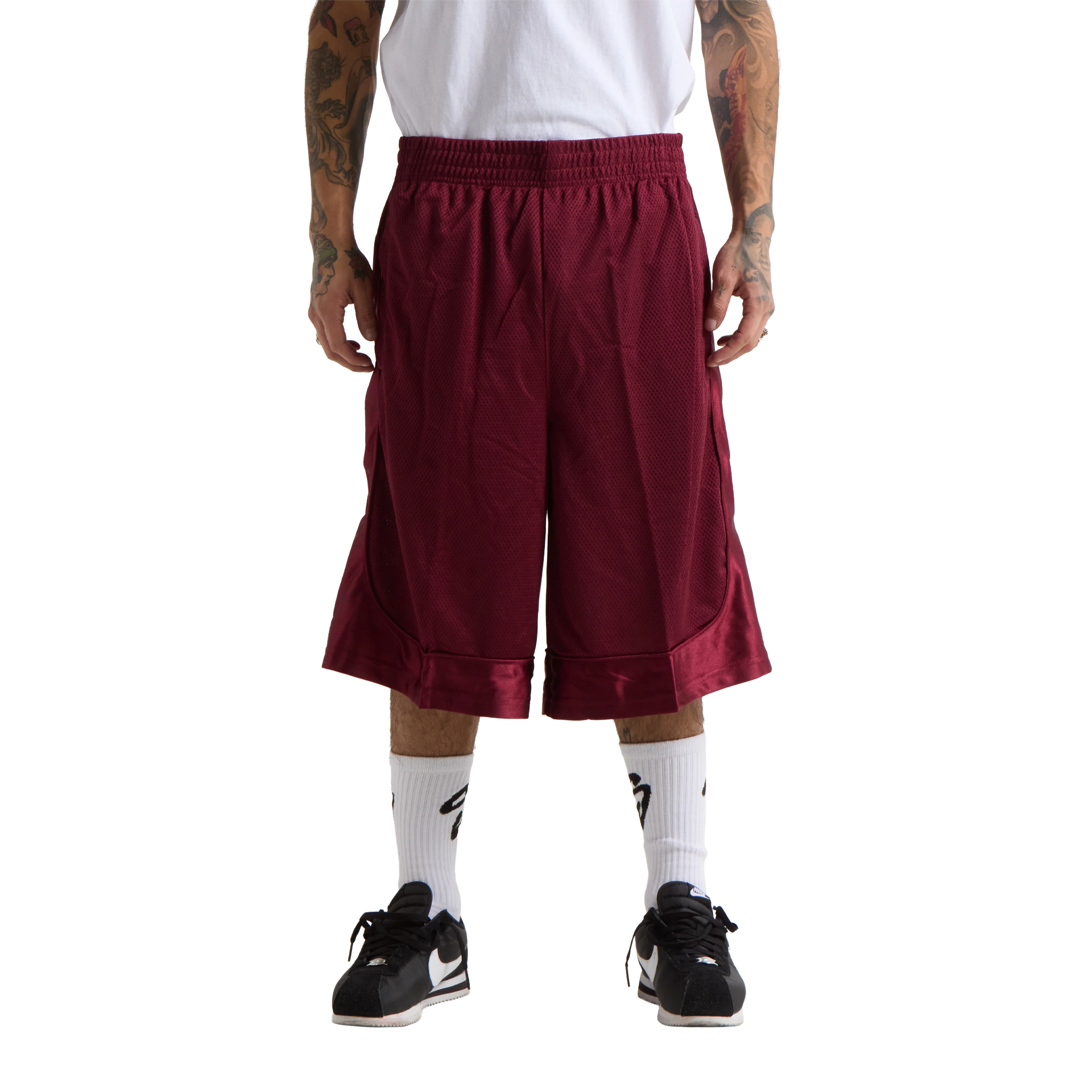 Basketball Mesh Shorts Burgundy BAGGY LOOSE MEN MESH newarrivals OVERSIZED POLYESTER Shaka Wear