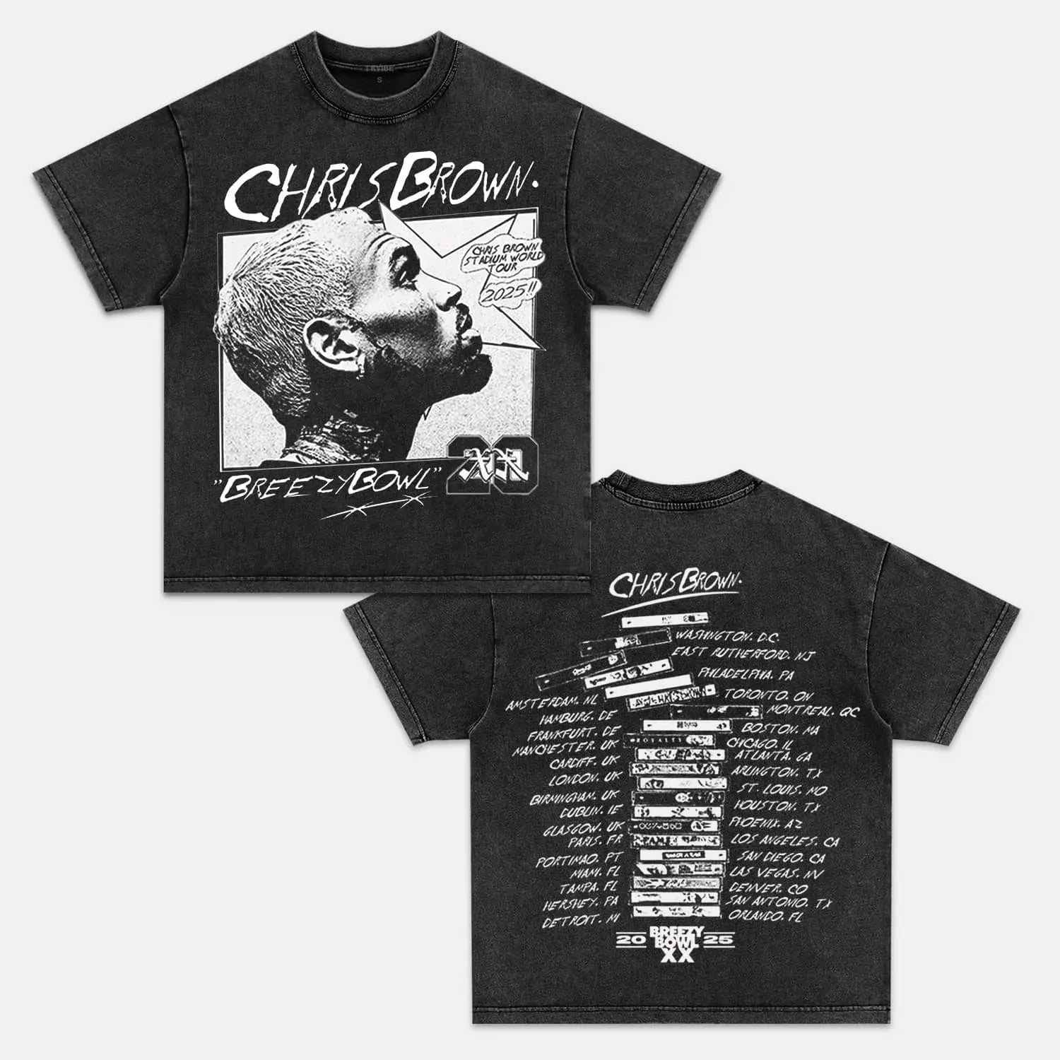 Chris Brown: Breezy Bowl Tour Tee V5 PEPPER TEE Chrisbrown HIP HOP MUSIC
