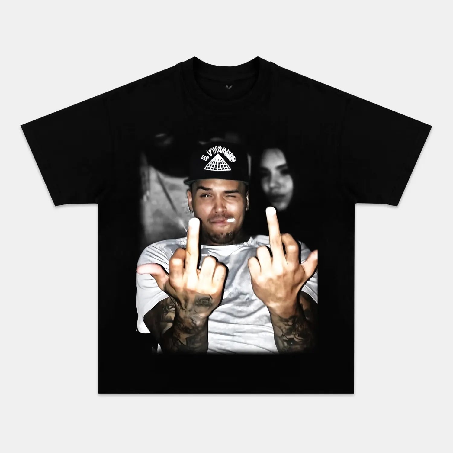 Chris Brown: Music Icon Tee V16 BLACK TEE BIG FACE BIG FACES Chrisbrown HIP HOP MUSIC