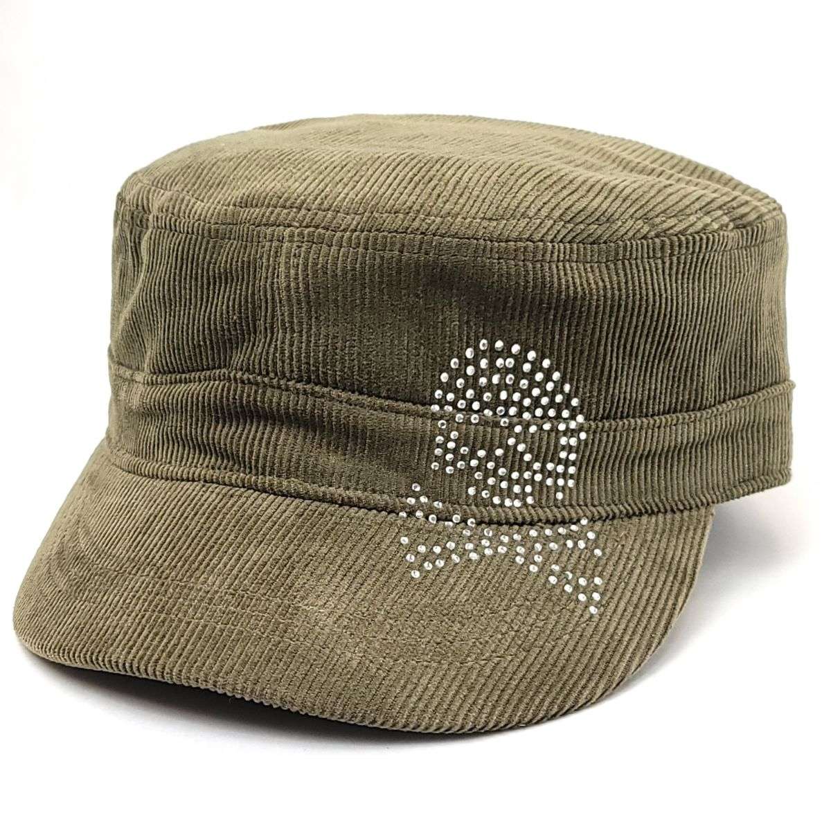 Cadet Cap - 9717, Corduroy, Multi-Coloured Olive OSFA Military Cap