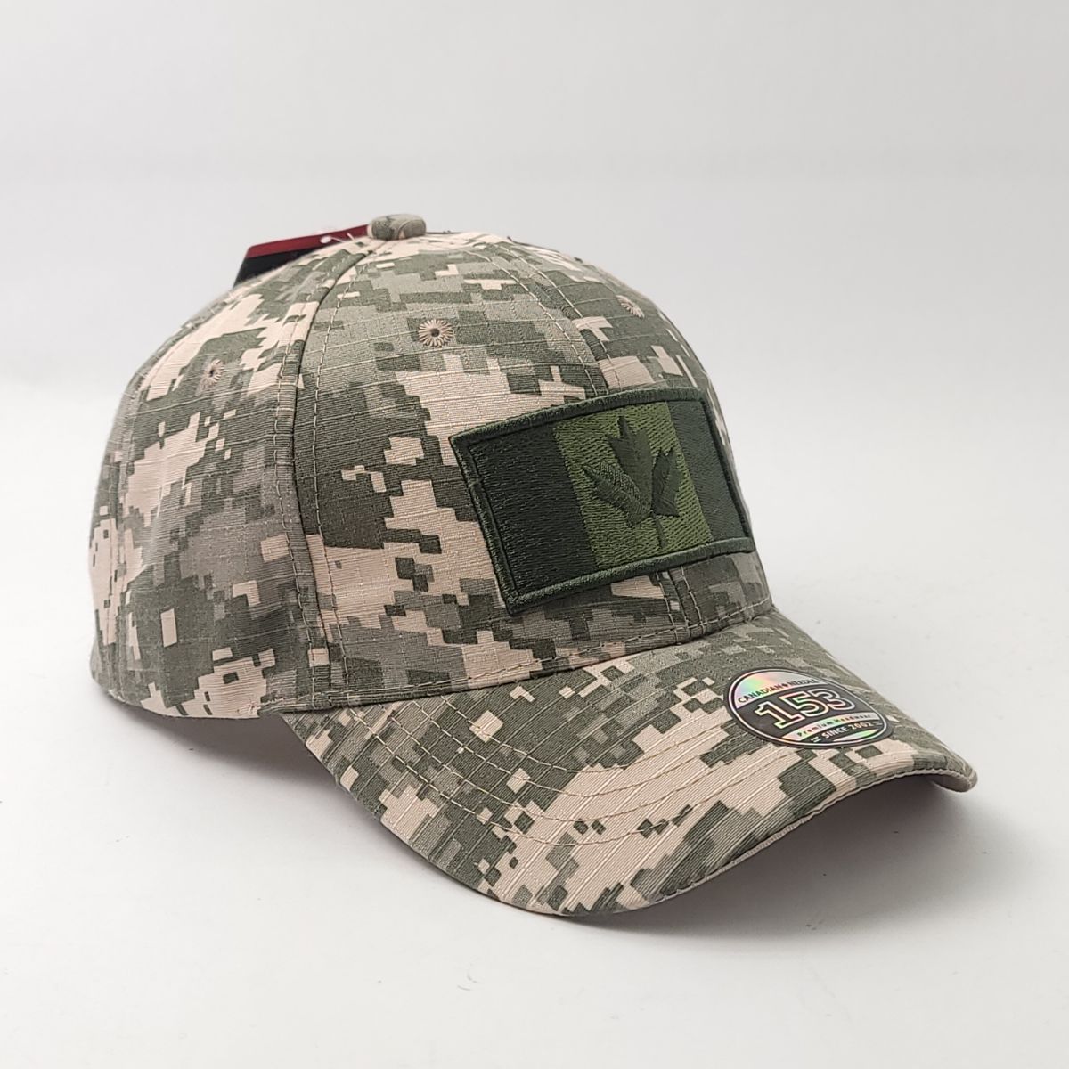 Canada Flag Cap - Digital Green Camo with Army Green Flag Logo, Adjustable ARMY Canada Cap Caps