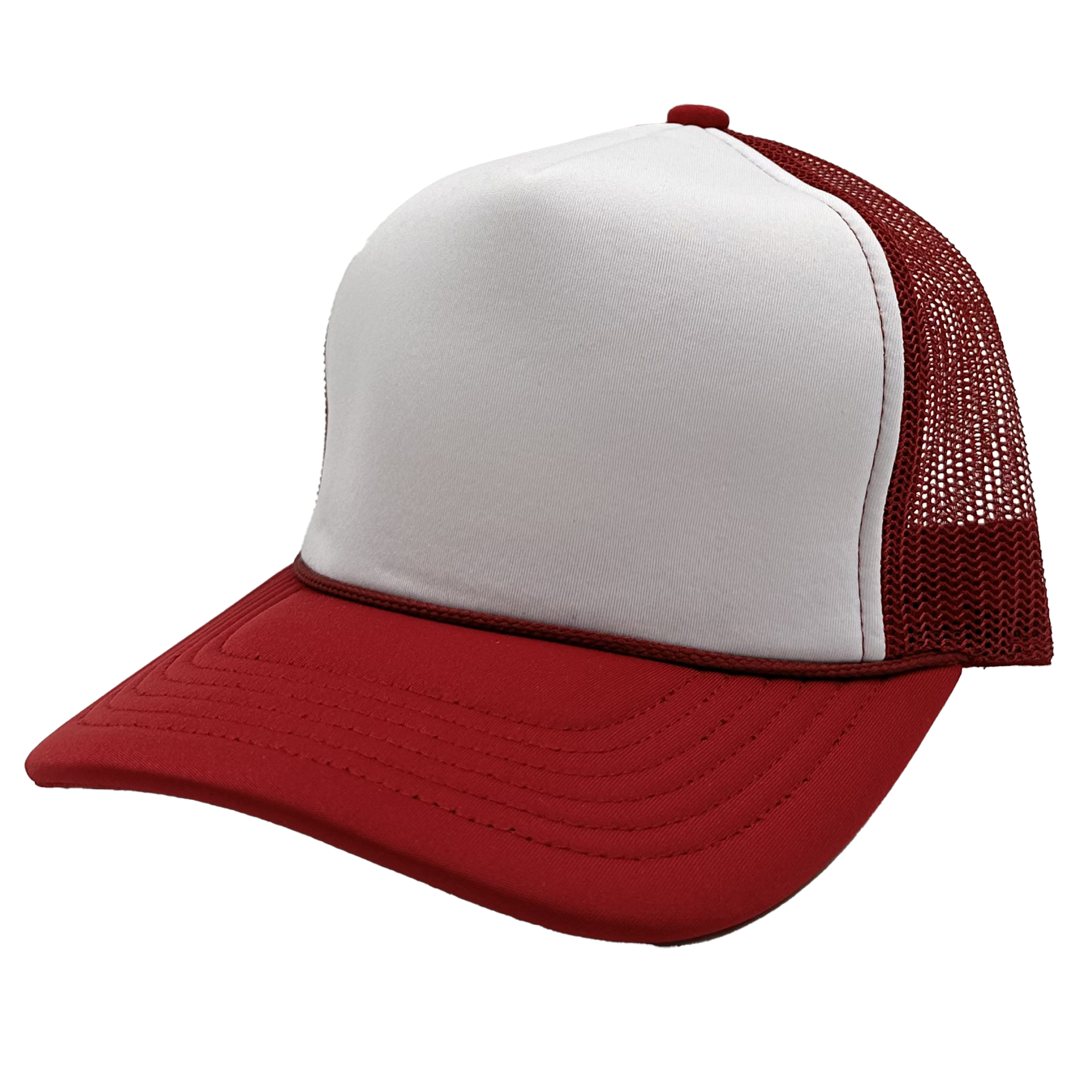 GNV-1222FT - Foam Trucker Cap Cardinal White One Size 5 PANELS COTTON / POLYESTER CURVE FOAM GNV-1222FT HIGH PROFILE MESH nissi caps SNAPBACK UNISEX