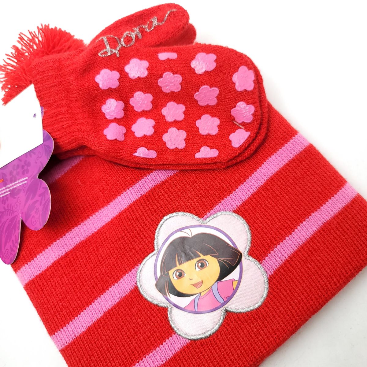 Toddler - Dora the Explorer, 2pcs set, Winter Pom Beanie & Mittens Youths