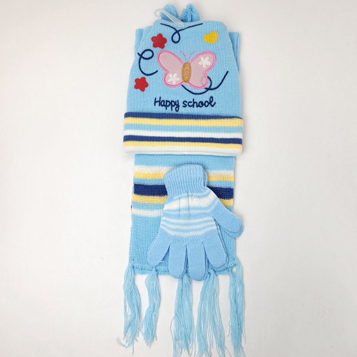 Toddler - Happy School 3 pieces set, Multi-Coloured Sky Blue Toddler Youths