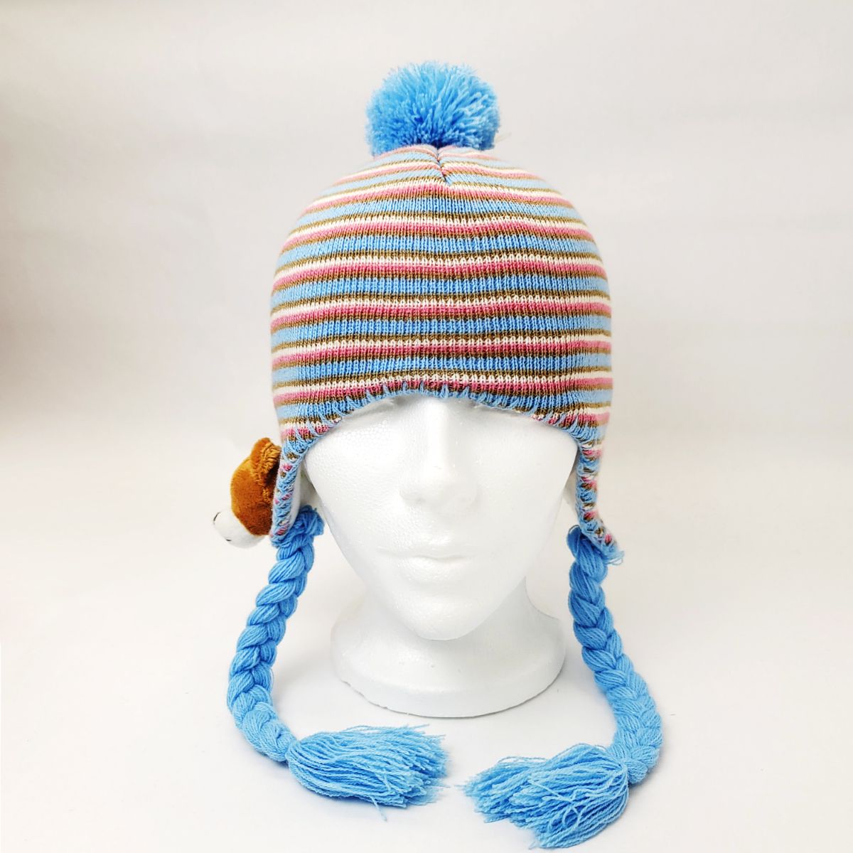 Youth - Teddy Bear Pom Laplander Beanie Hat Youths