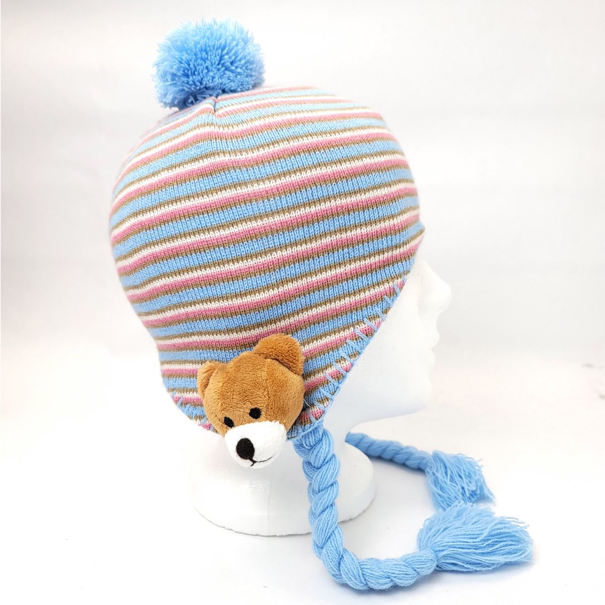 Youth - Teddy Bear Pom Laplander Beanie Hat Youths