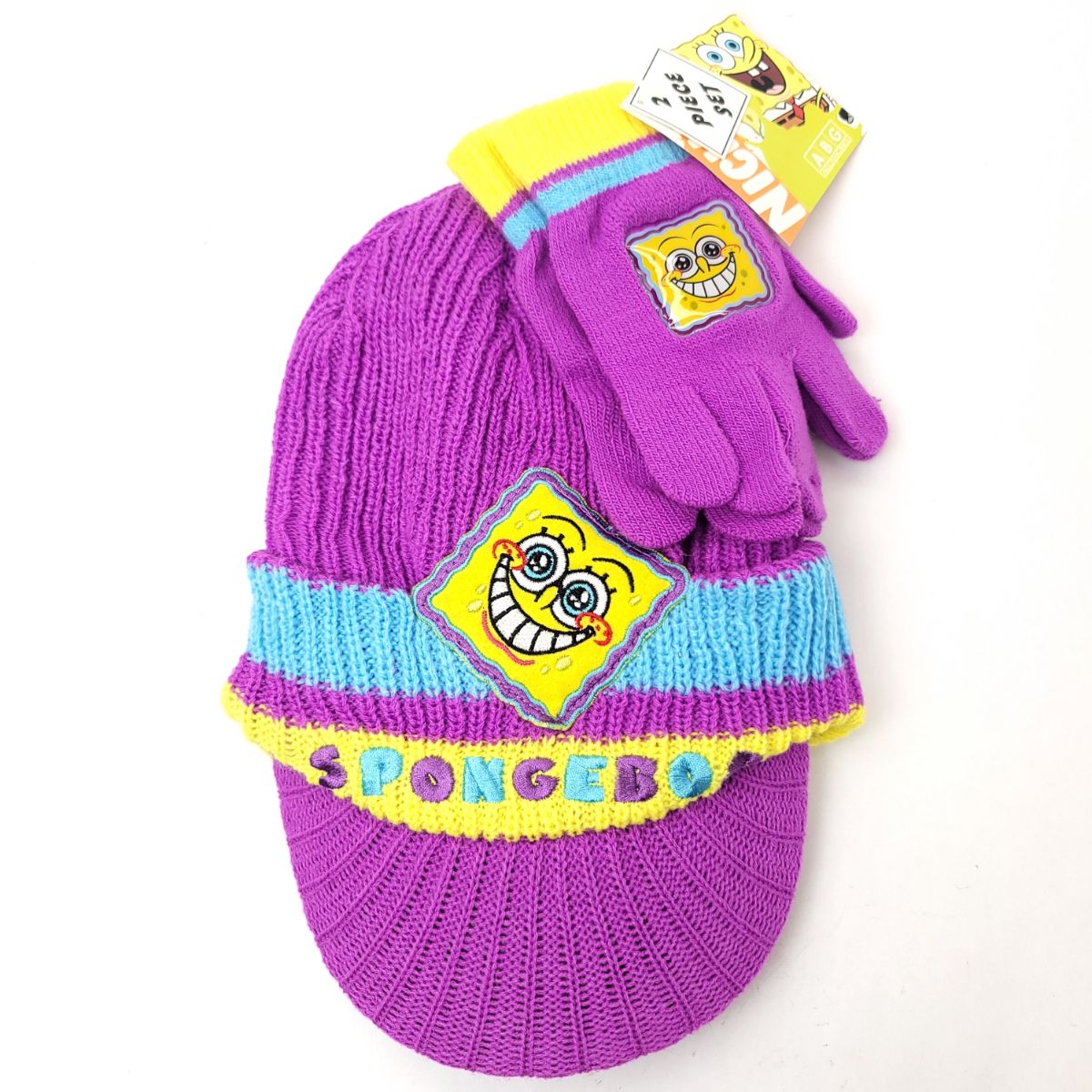 Youth - SpongeBob, 2pcs set, Visor Toque & Gloves, Multi-Coloured Purple Youth Youths