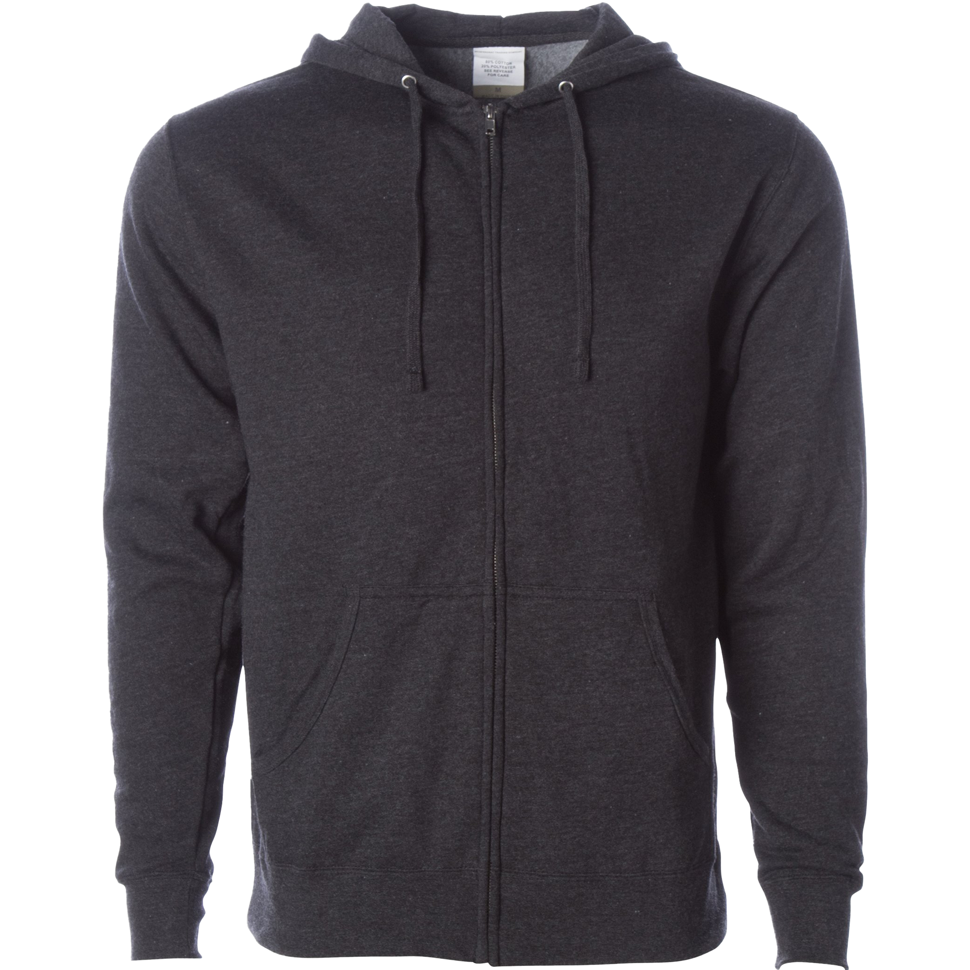 AFX4000Z - Lightweight Zip Hooded Sweatshirt Charcoal Heather AFX AFX4000 BASIC FLEECE COTTON / POLYESTER INDEPENDENT Lightweight MEN REGULAR tearaway