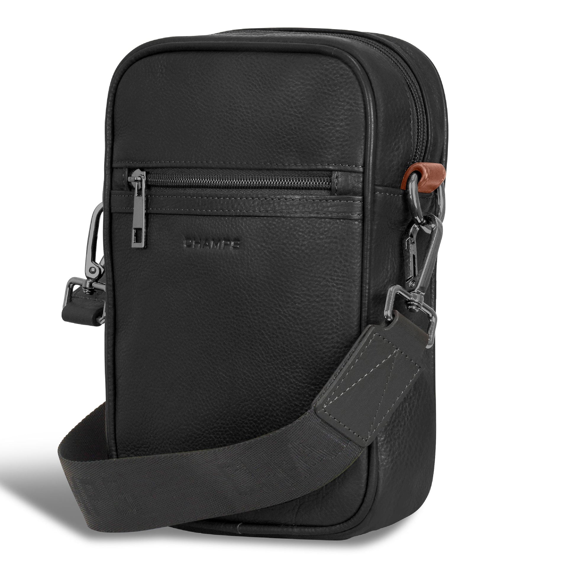 Onyx / Leather Vertical Cross-Body Bag Champs Luggage Shopify Collective