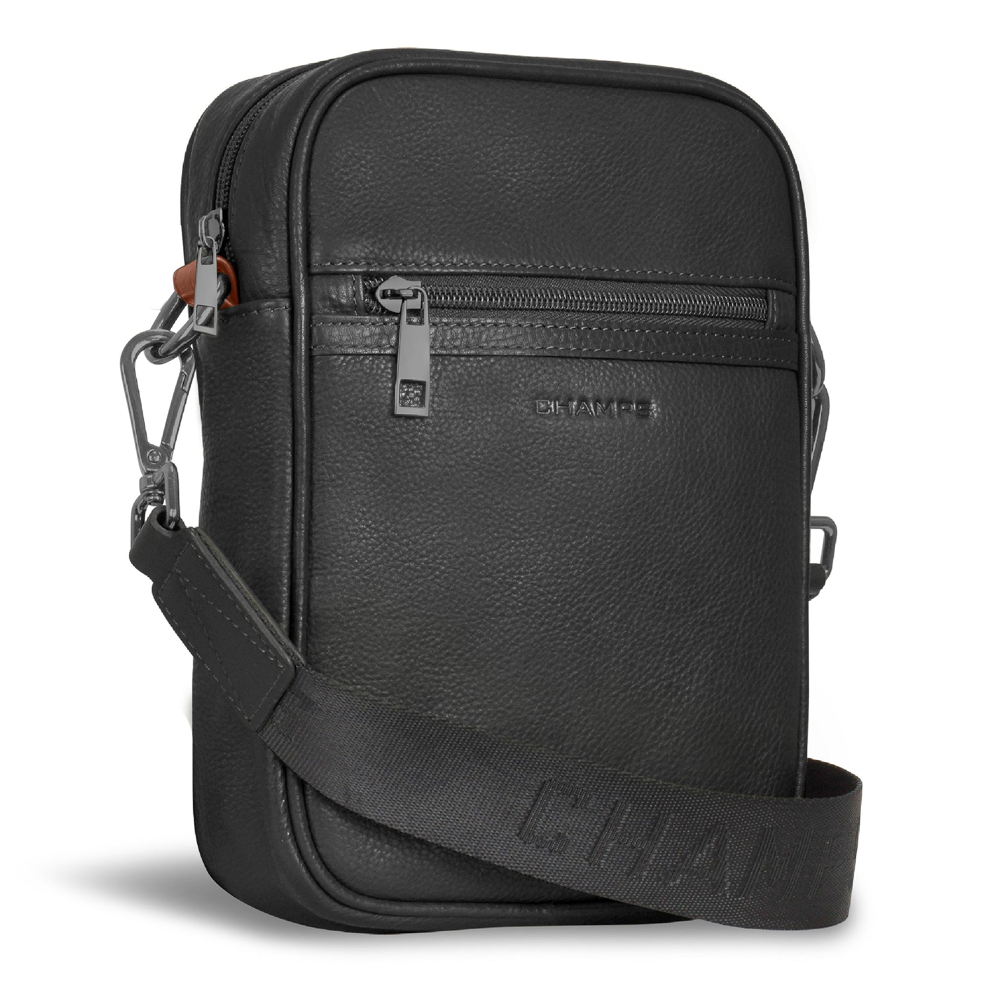 Onyx / Leather Vertical Cross-Body Bag Champs Luggage Shopify Collective