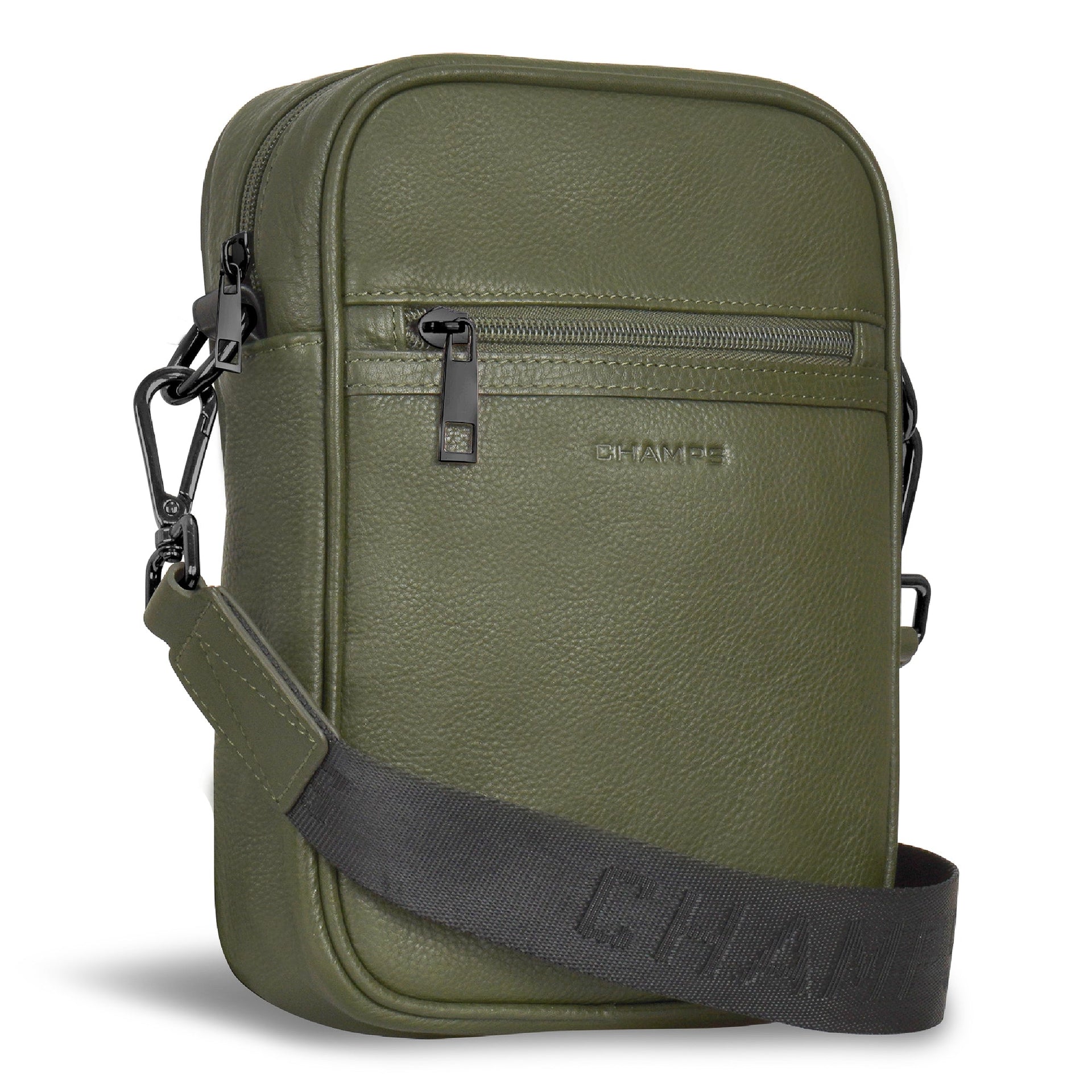 Onyx / Leather Vertical Cross-Body Bag Champs Luggage Shopify Collective