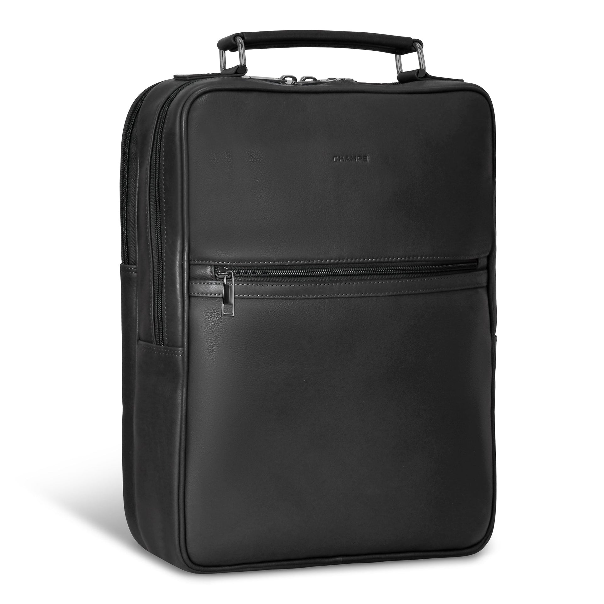 Onyx / Leather Compact Backpack Champs Luggage Shopify Collective