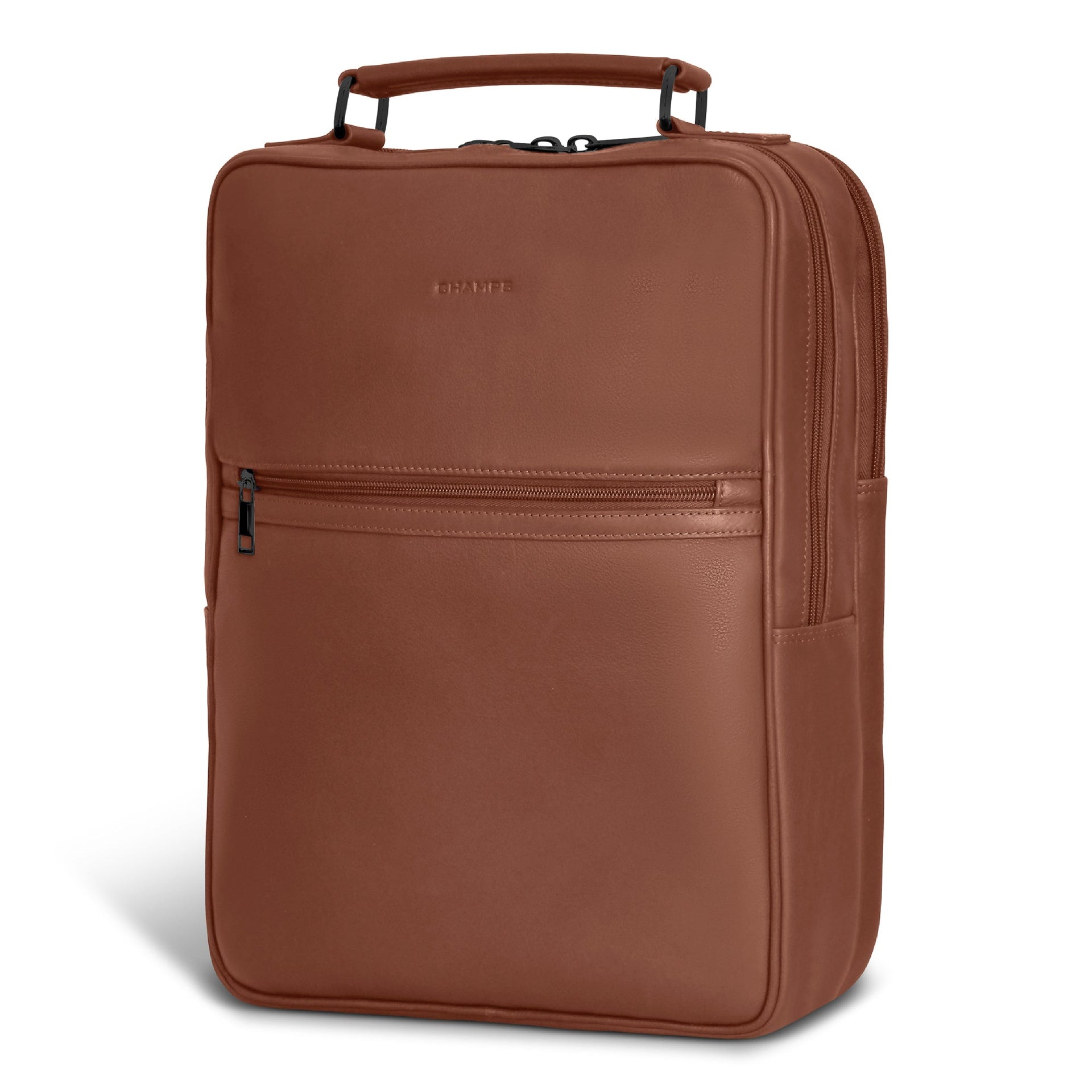 Onyx / Leather Compact Backpack Champs Luggage Shopify Collective