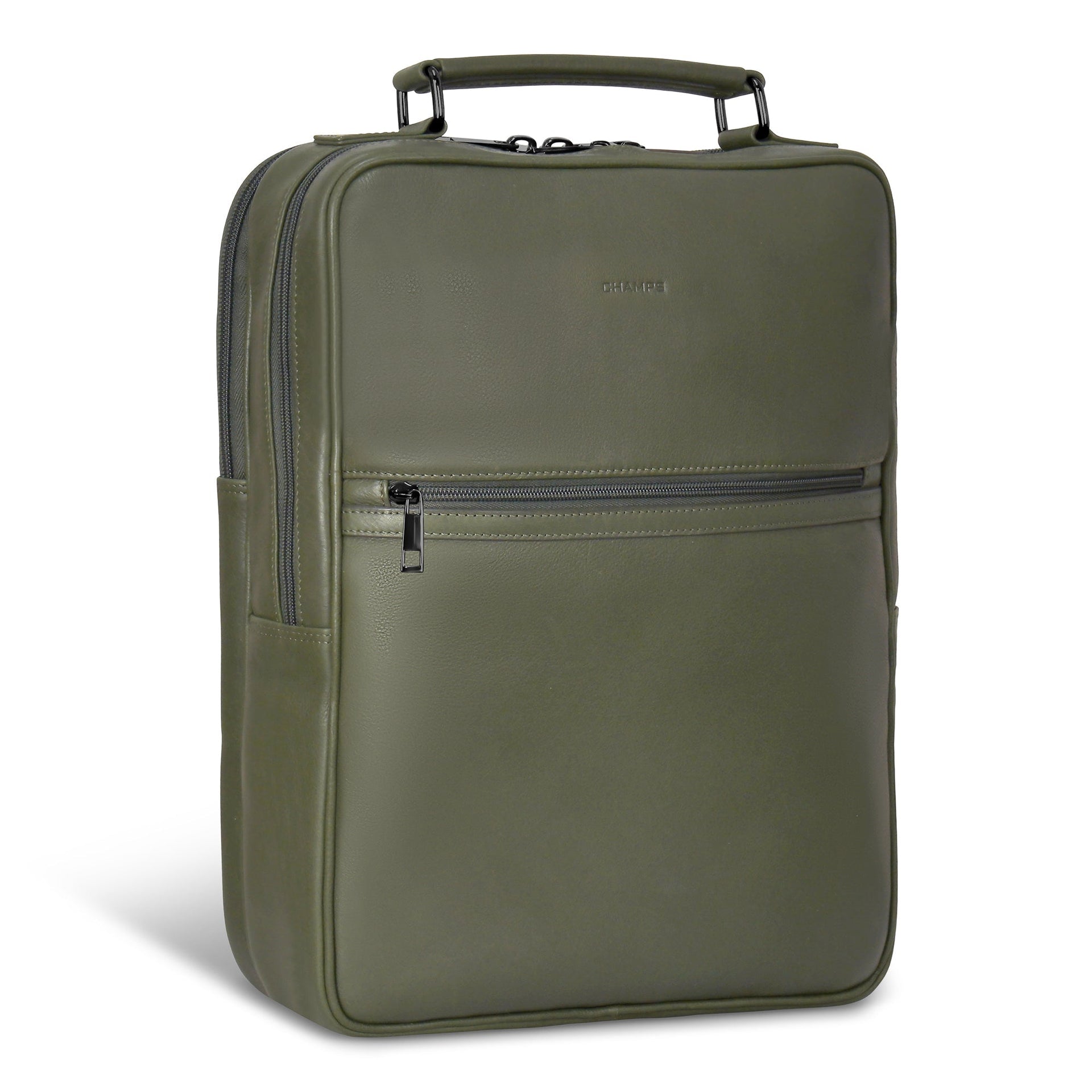 Onyx / Leather Compact Backpack Champs Luggage Shopify Collective